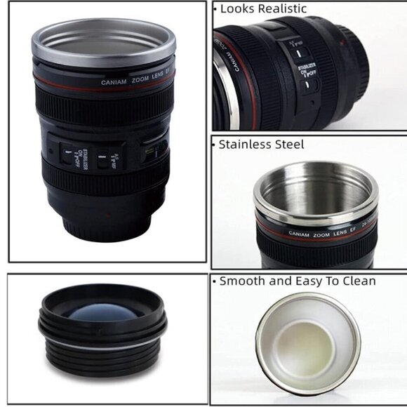 Camera Lens Stainless Steel Coffee Mug - Picture 2 of 5